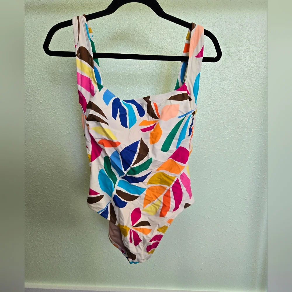 Tropical Leaf Print Women's One Piece Swimsuit - Picture 2 of 6
